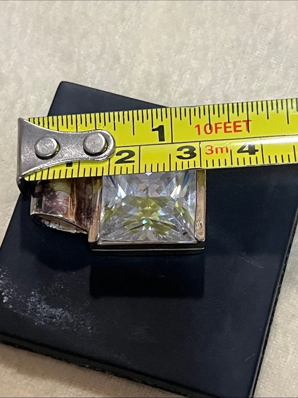 Square Clear Crystal Pendant Necklace in Silver
